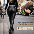 Legging de Couro com Forro Peluciado + Colar Elegance Premium